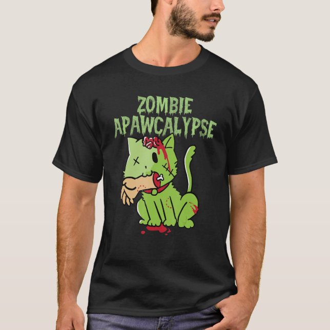 Zombie Apawcalypse Cute Kitten Zombie  Zombie Cat T-Shirt (Front)