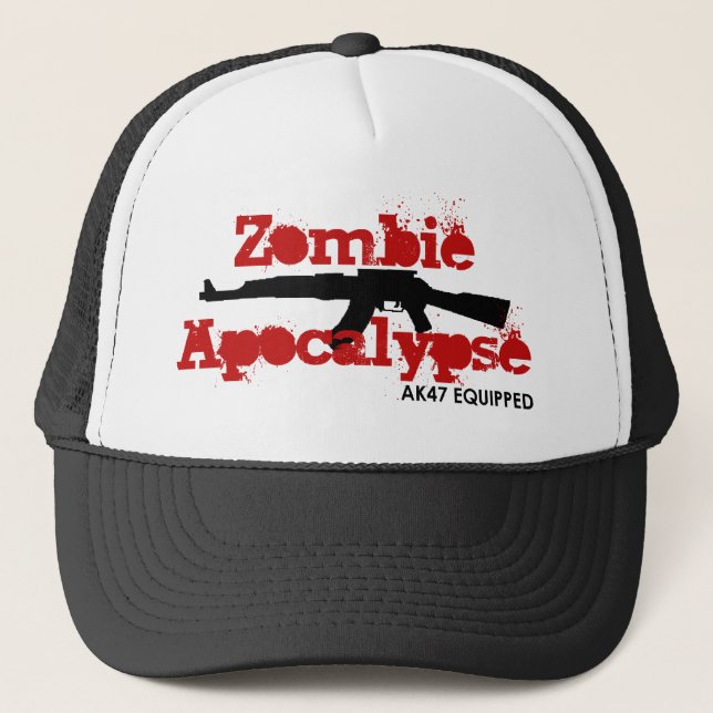 Zombie Apocalypse AK47 Equipped Trucker Hat (Front)