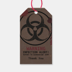 Zombie Apocalypse Birthday   Halloween Biohazard  Gift Tags