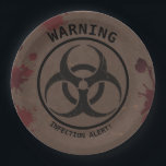 Zombie Apocalypse Birthday | Halloween Biohazard  Paper Plate<br><div class="desc">Enter the quarantine zone! This Zombie Apocalypse Birthday | Halloween Biohazard Survival Party plate mixes outbreak alert graphics, toxic symbols, and undead humour. Great for kids, teens, or adults who want a unique Halloween-themed birthday. Customise with your name, age, date, and location. Matching biohazard party supplies available for a complete...</div>