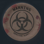 Zombie Apocalypse Birthday | Halloween Biohazard  Paper Plate<br><div class="desc">Enter the quarantine zone! This Zombie Apocalypse Birthday | Halloween Biohazard Survival Party plate mixes outbreak alert graphics, toxic symbols, and undead humour. Great for kids, teens, or adults who want a unique Halloween-themed birthday. Customise with your name, age, date, and location. Matching biohazard party supplies available for a complete...</div>