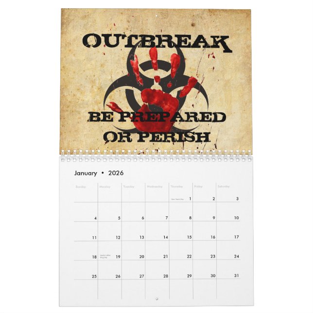 Zombie Apocalypse Calendar (Jan 2026)