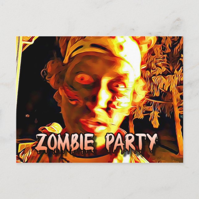 Zombie Apocalypse Halloween Party Invitation Postcard (Front)