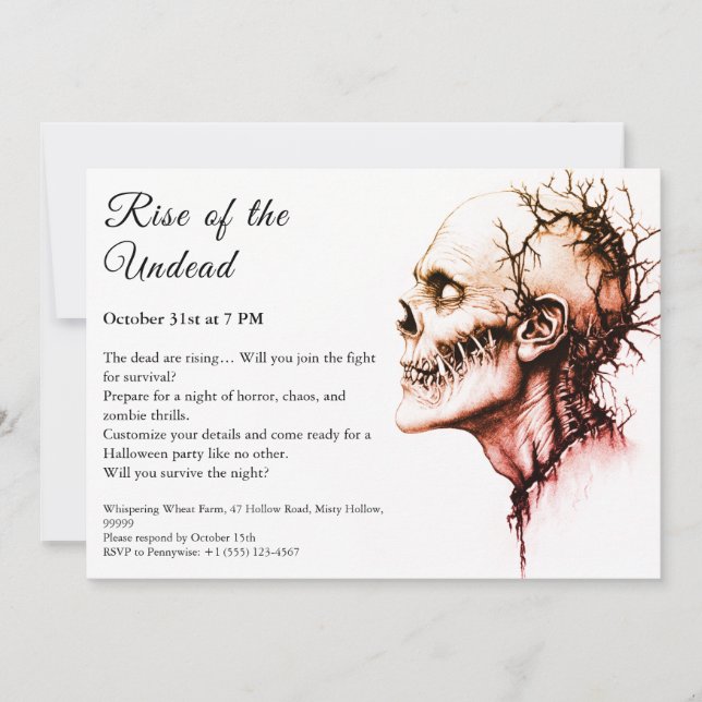 Zombie Apocalypse Halloween Undead Party Alert Invitation (Front)