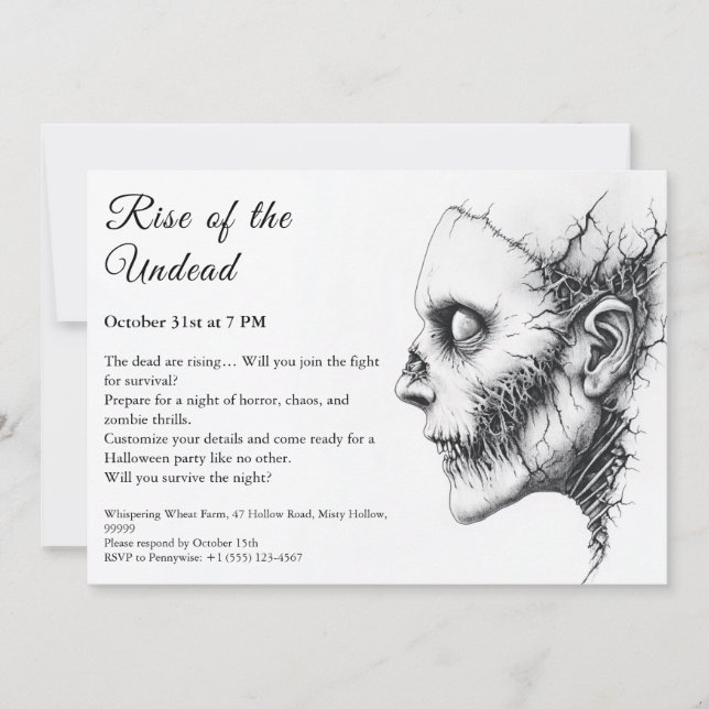 Zombie Apocalypse Halloween Undead Party Alert Invitation (Front)