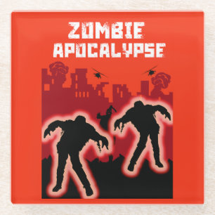 Zombie Apocalypse Kids Shirt Glass Coaster