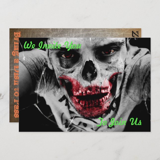 Zombie Apocalypse Party Invitation (Front/Back)