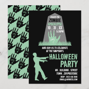 Zombie Apocalypse Theme Escape Room Halloween Invitation