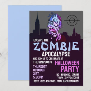 Zombie Apocalypse Theme Escape Room Halloween Invitation