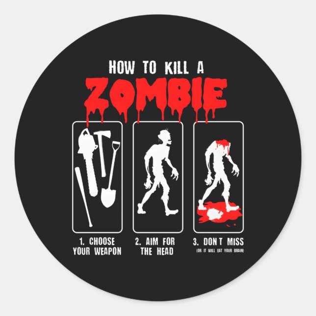 Zombie Apocalypse Zombie Halloween Night Classic Round Sticker (Front)