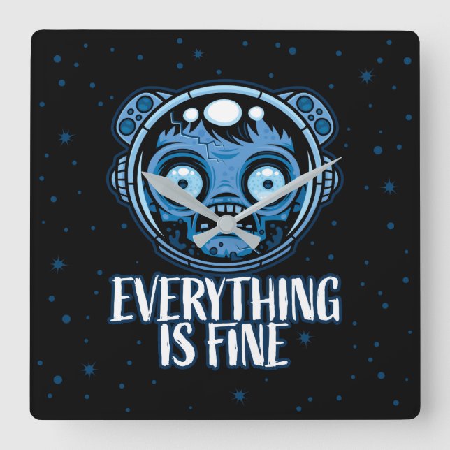 Zombie Astronaut Is Fine Square Wall Clock (Front)