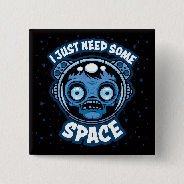 Zombie Astronaut Needs Some Space 15 Cm Square Badge (Front)
