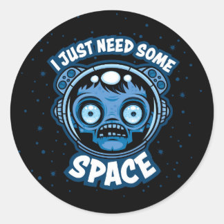 Zombie Astronaut Needs Some Space Classic Round Sticker