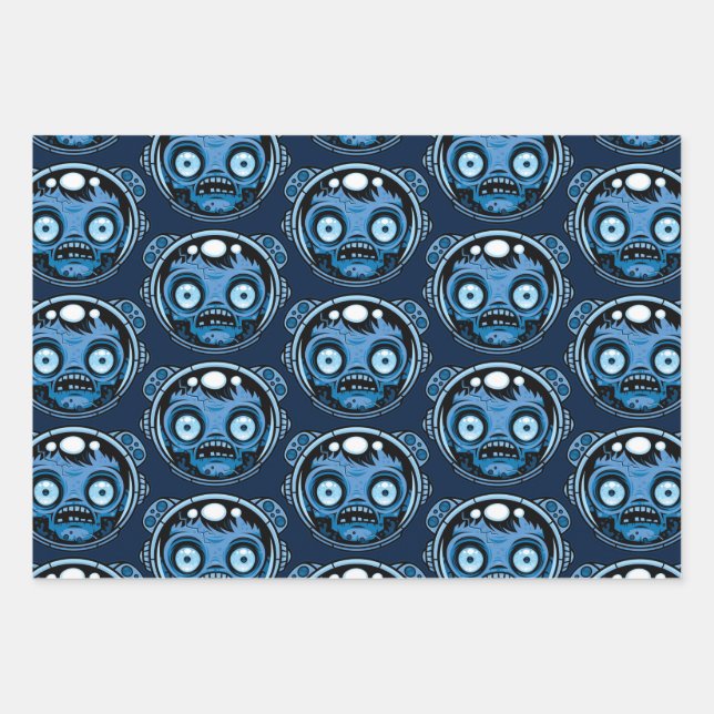 Zombie Astronaut Wrapping Paper Sheet (Front)