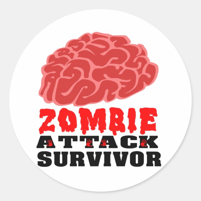 Zombie attack survivor classic round sticker (Front)
