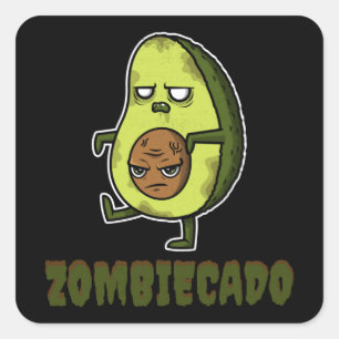 Zombie Avocado Zombiecado Funny Halloween Kawaii Square Sticker
