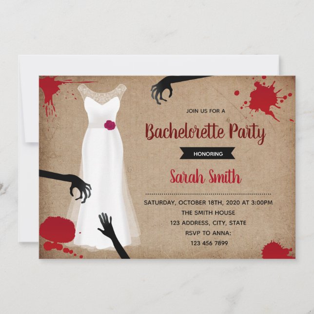 Zombie bachelorette party invitation (Front)