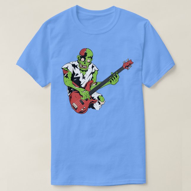 Zombie Bass Guitar Lazy Halloween Costume Music Mu T-Shirt (Design Front)