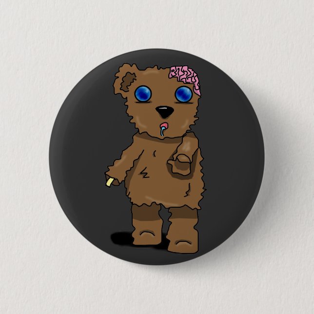 Zombie Bear Button! 6 Cm Round Badge (Front)