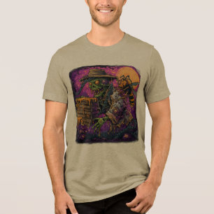 Zombie Beekeeper & Giant Hornet Dark Fantasy T-Shi Tri-Blend Shirt