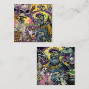 Zombie Beekeeper & Lumberjack Horror Collage Throw Square Business Card