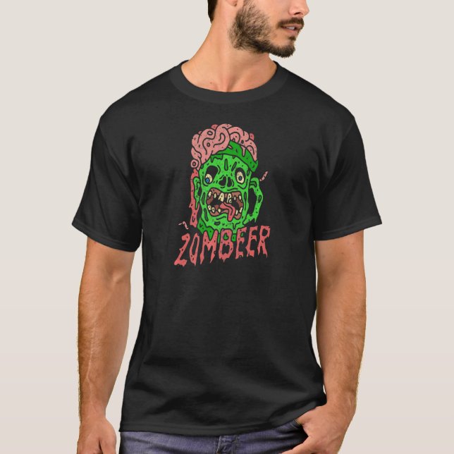 Zombie Beer Zombeer Goth Satanic Punk Satan Gothic T-Shirt (Front)