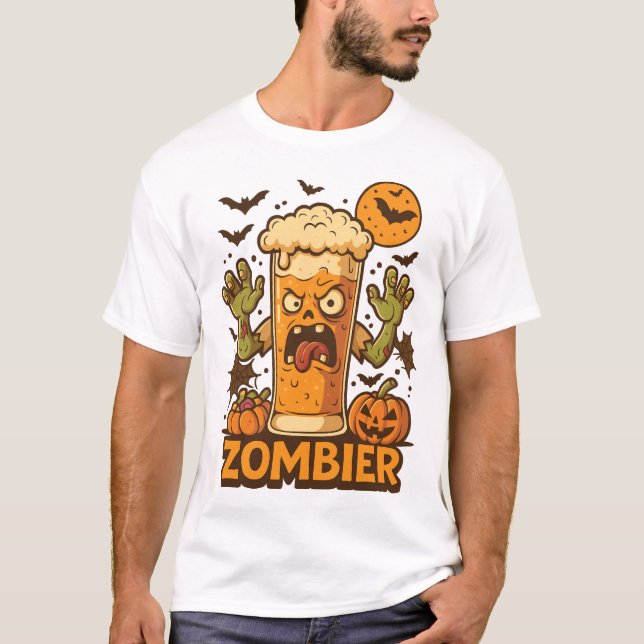 Zombie Bierglas Halloween T-Shirt (Front)