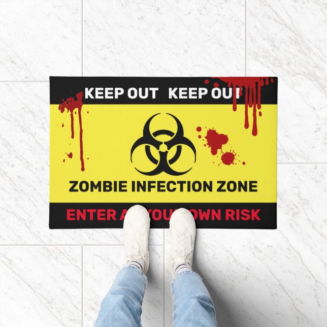 Zombie Biohazard Do Not Enter Warning Sign Doormat (Indoor)