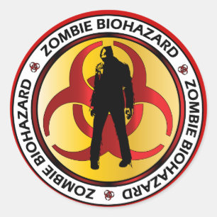 Zombie Biohazard Waste Classic Round Sticker