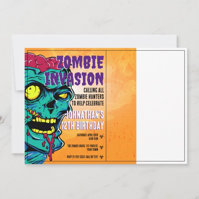 Zombie Birthday Halloween Kids Party Invitation (Front)
