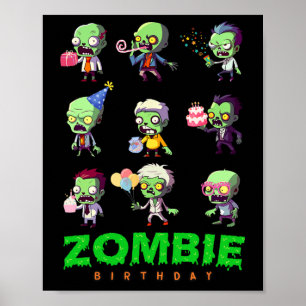 Zombie Birthday Squad Funny Halloween Party Boy Ki Poster