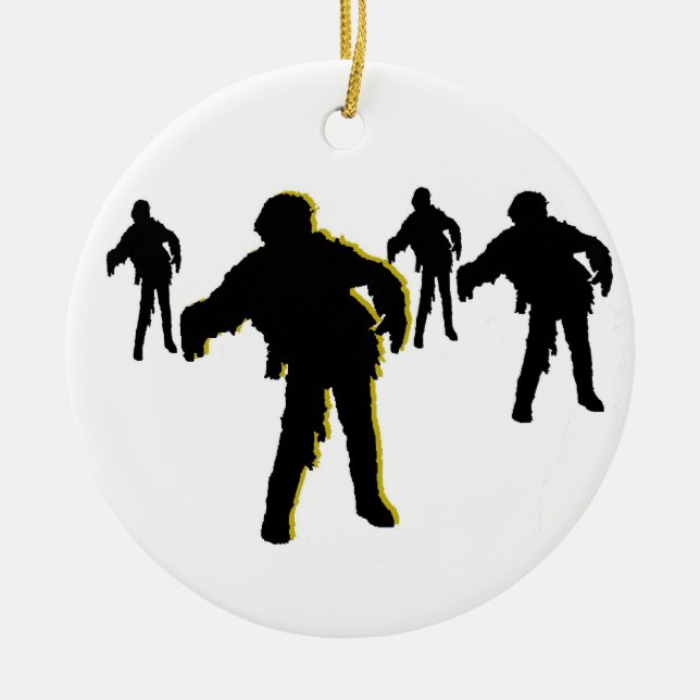 Zombie Black Silhouette Ornament! Customise me! Ceramic Tree Decoration (Front)