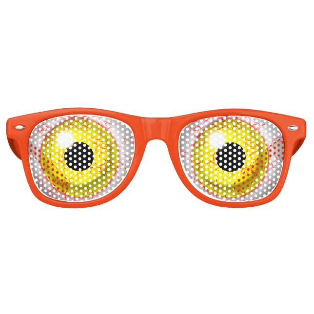 Zombie Bloodshot Yellow Bulging Eye Ball Retro Sunglasses (Front)