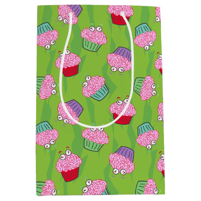 Zombie Brain Cupcake Pattern Medium Gift Bag (Front)