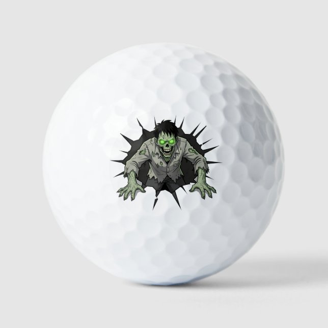 Zombie Breaking Through Wall Horror gift Golf Balls (Front)