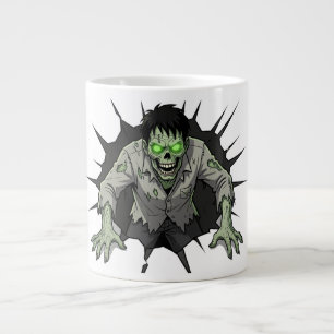Zombie Breaking Through Wall Horror gift Large Coffee Mug