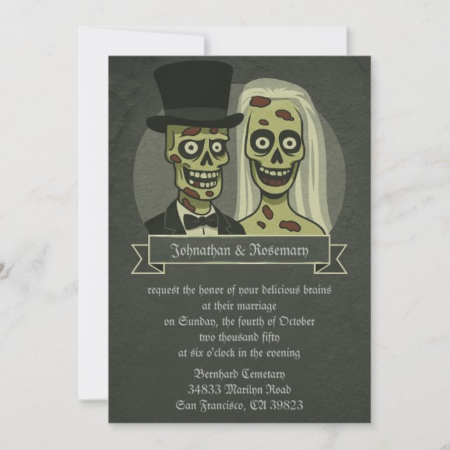 Zombie Bride & Groom Wedding Invitations (Front)