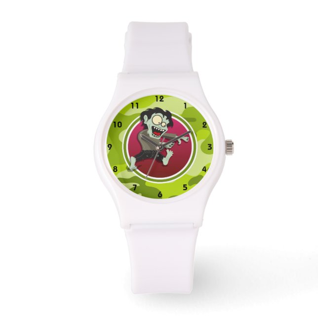 Zombie; bright green camo, camouflage watch (Front)