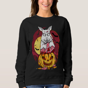 Zombie Bunny Halloween Evil Rabbit Jack O Lantern Sweatshirt