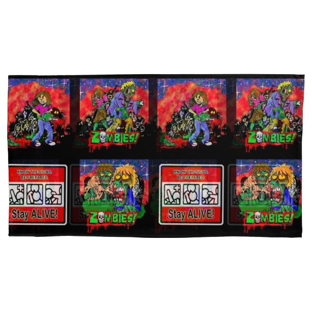 Zombie Cartoon Pattern Pillowcase (Front)