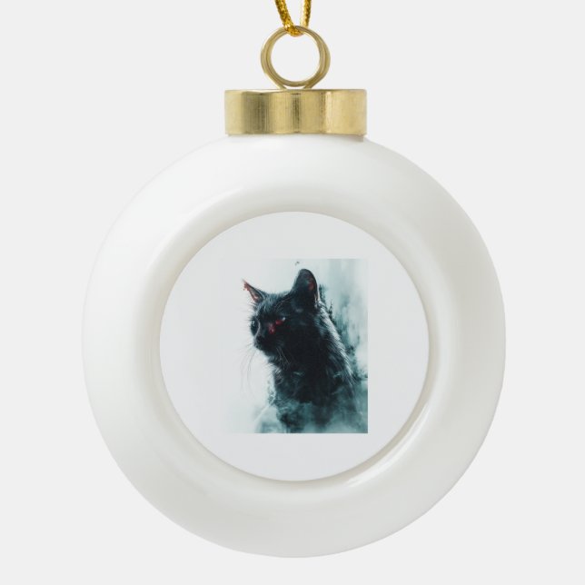 Zombie Cat Apocalypse Ceramic Ball Christmas Ornament (Front)