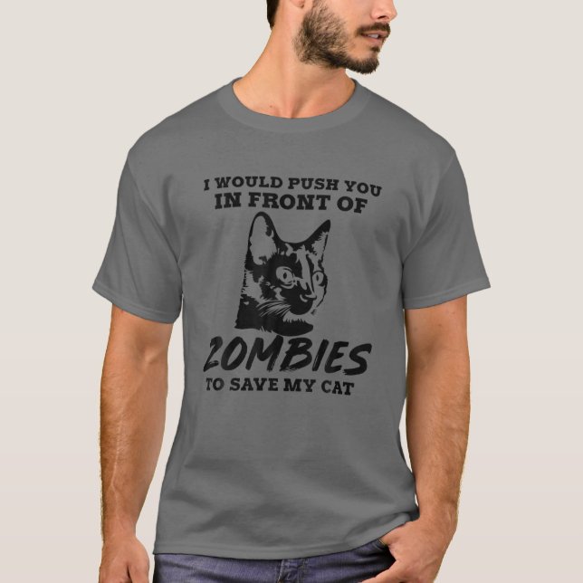 Zombie Cat Funny Halloween Kitten T-Shirt (Front)