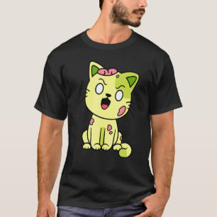 Zombie Cat Halloween Meow Cute Monster Graphic T-Shirt