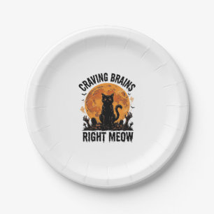 Zombie Cat Halloween Vintage Engraving Shirt Art_1 Paper Plate