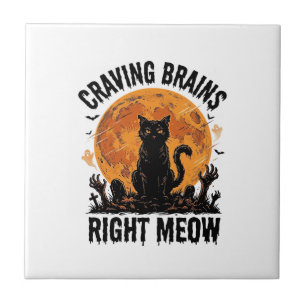 Zombie Cat Halloween Vintage Engraving Shirt Art_1 Tile