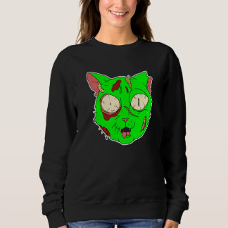 Zombie Cat Lazy Halloween Costume Scary Creepy Spo Sweatshirt