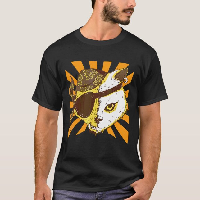Zombie Cat Pirate T-Shirt (Front)