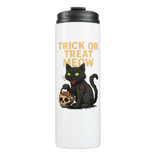 Zombie Cat – Trick or Treat Meow Halloween Design  Thermal Tumbler
