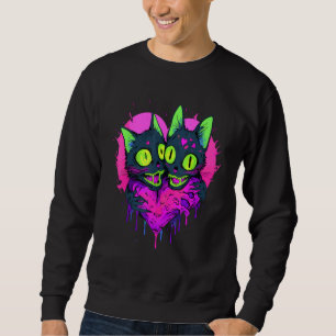Zombie Cat Valentine Heart Halloween Matching Coup Sweatshirt