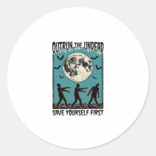 Zombie Chase Shirt Vintage Undead Escape Graphic_1 Classic Round Sticker